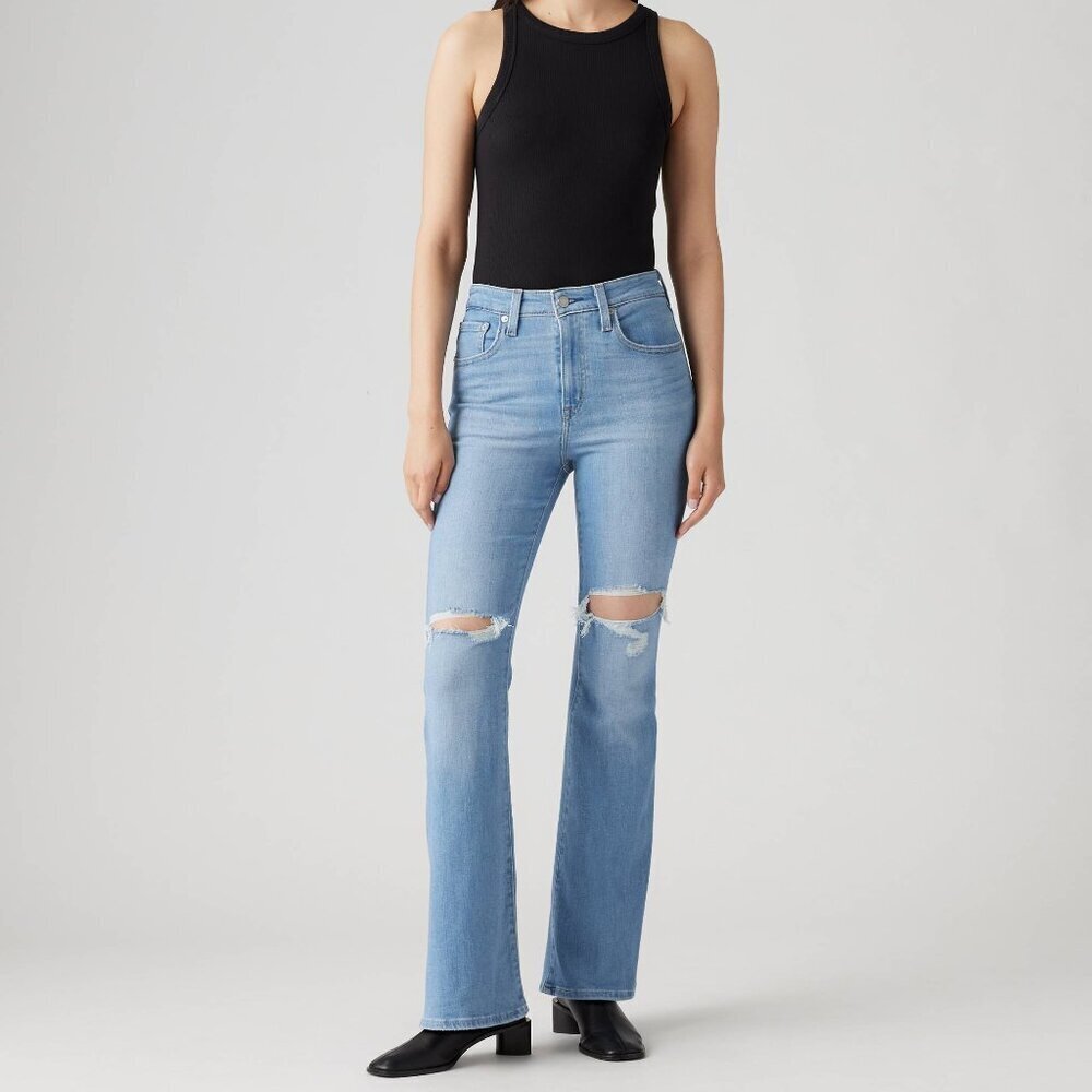 Levi's 726 High Rise Flare Jeans Light Wash Distressed Size 29